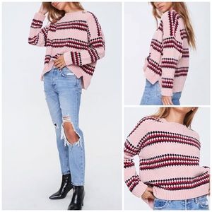 NWT Forever 21 Multi-color Pullover Oversized Striped Chenille Sweater SIZE S